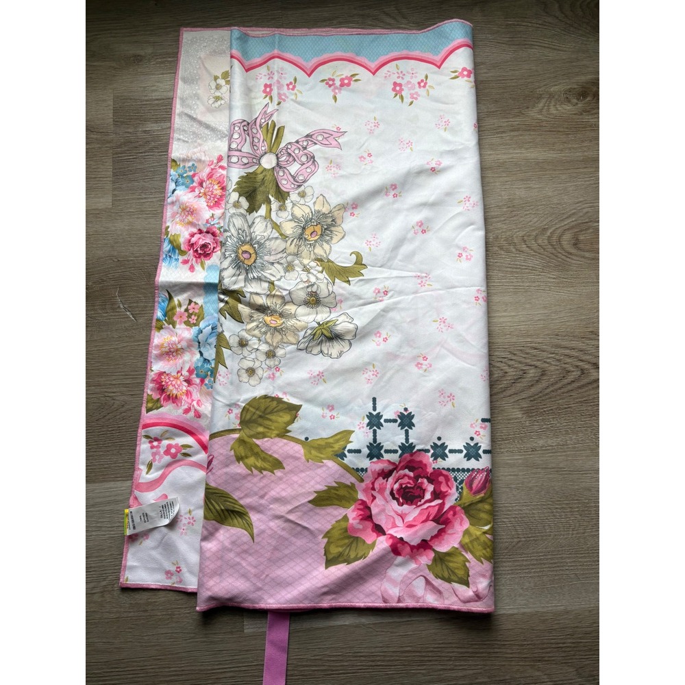 NEW Agua Bendita Adam Meraki Floral Beach Towel Pink White Handmade Devotion